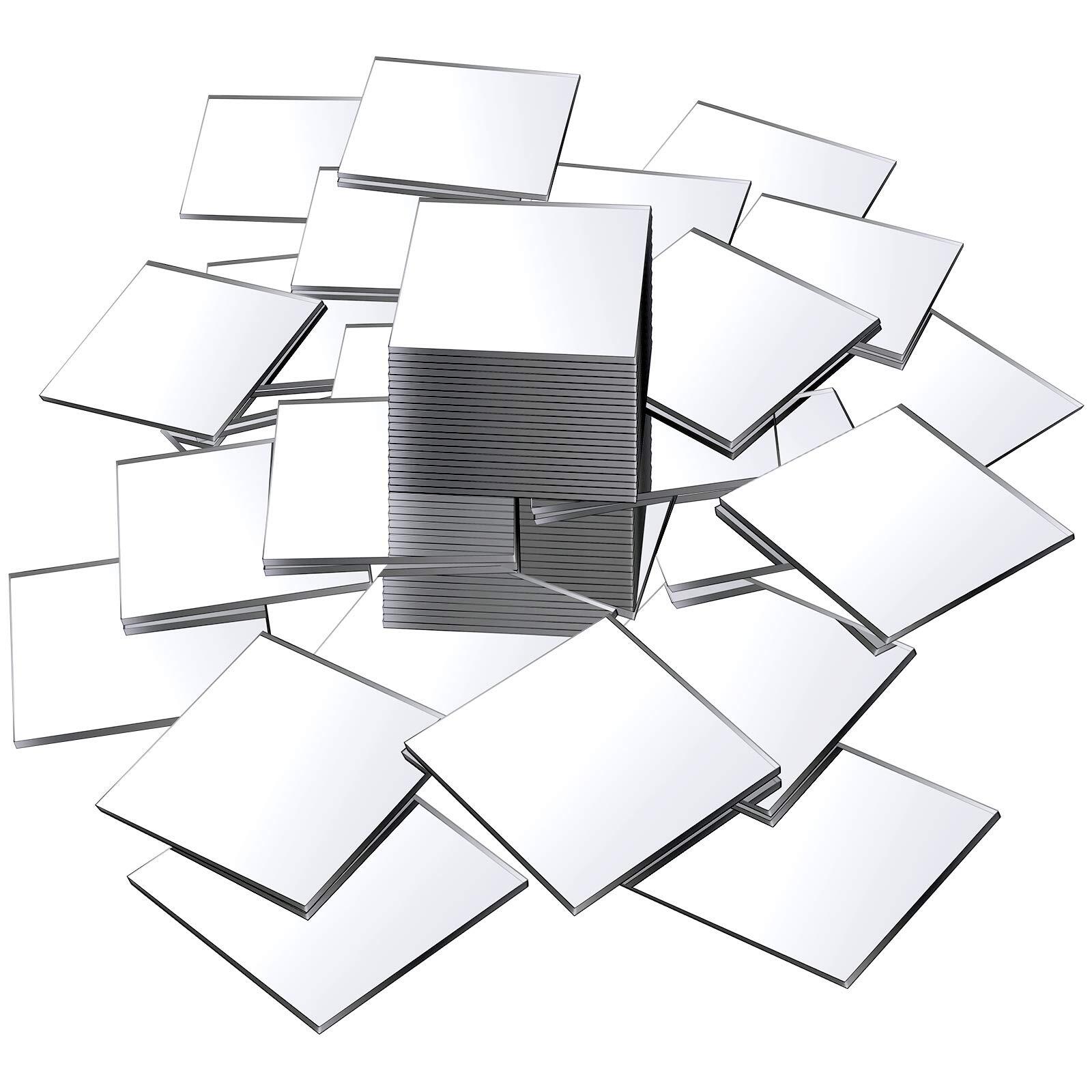 50 Pieces 2×2″ Mini Square Mirror Tiles Adhesive Small Craft Mirror Supplies