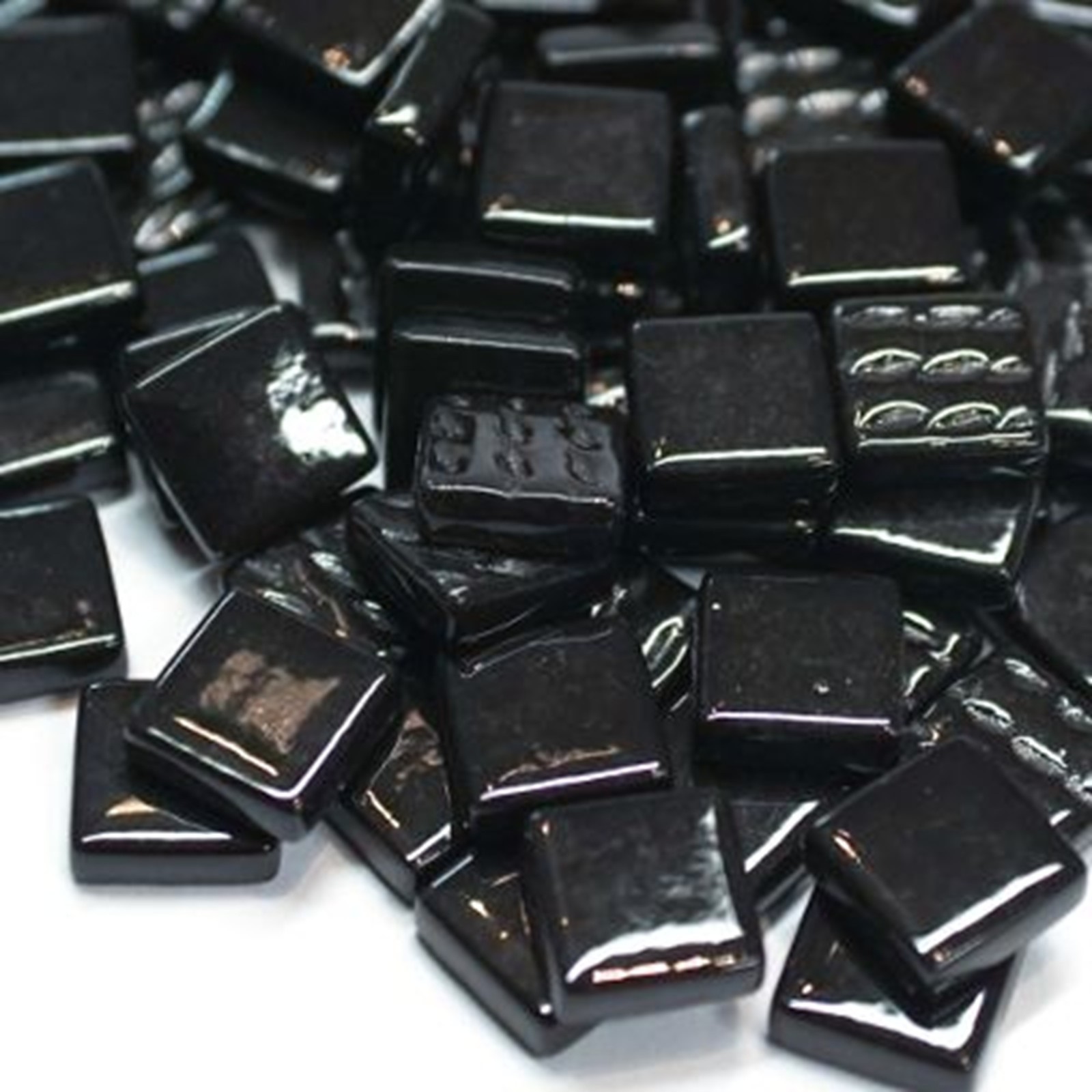 50 Tiles – 12 mm Black Glass Square Mosaic Tile Pieces