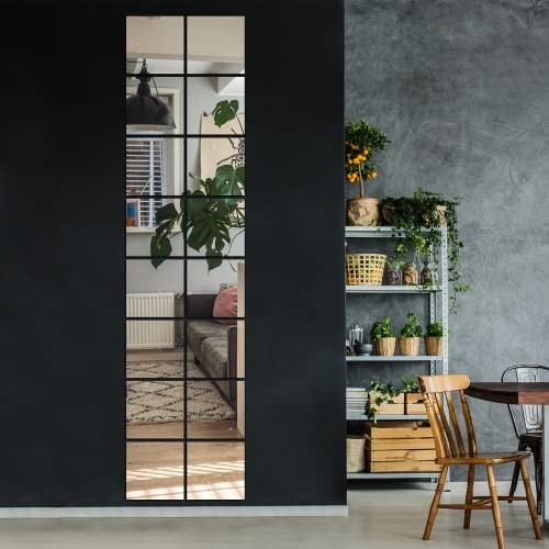 Home Gym Mirrors, 12” x 12” Glass Mirror Tiles (16 PCS), Square Large Wall