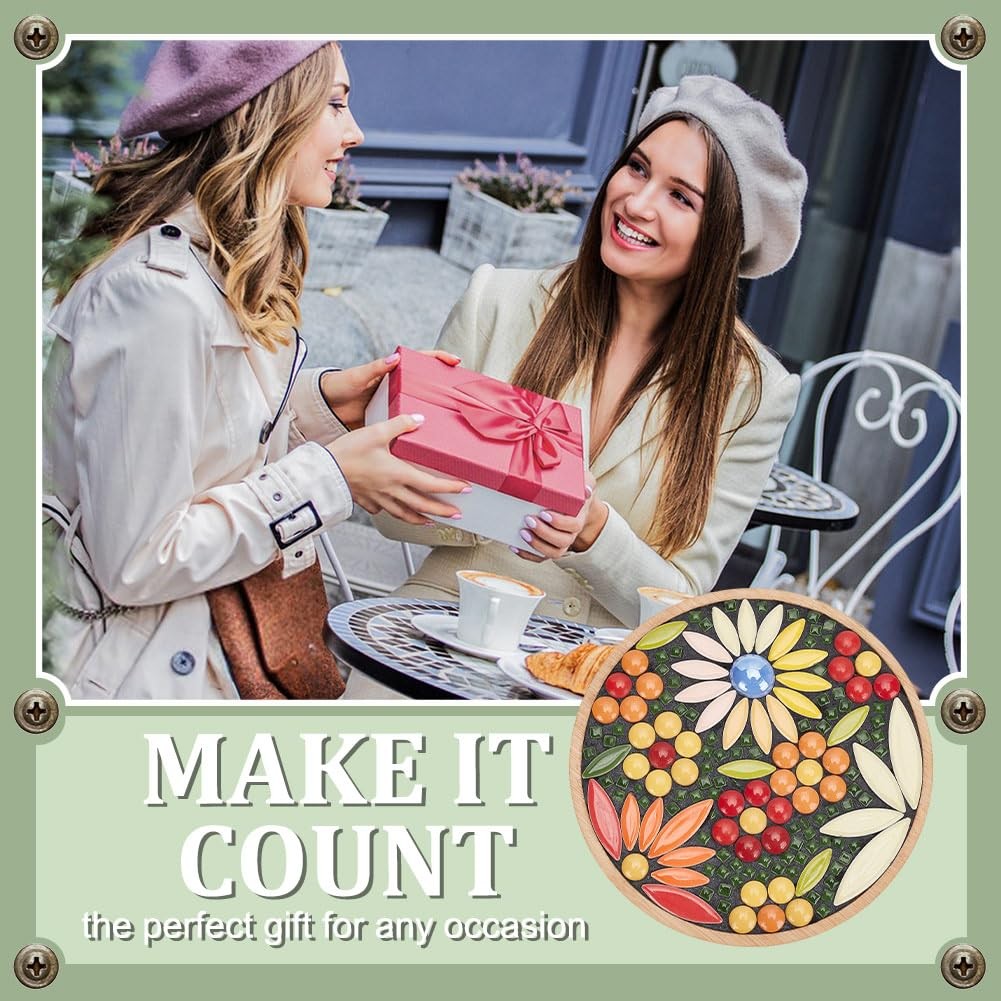 DIY Mosaic Craft Kit for Flower Coasters, Mixed Color Tiles, Home Decor, 6. 1″