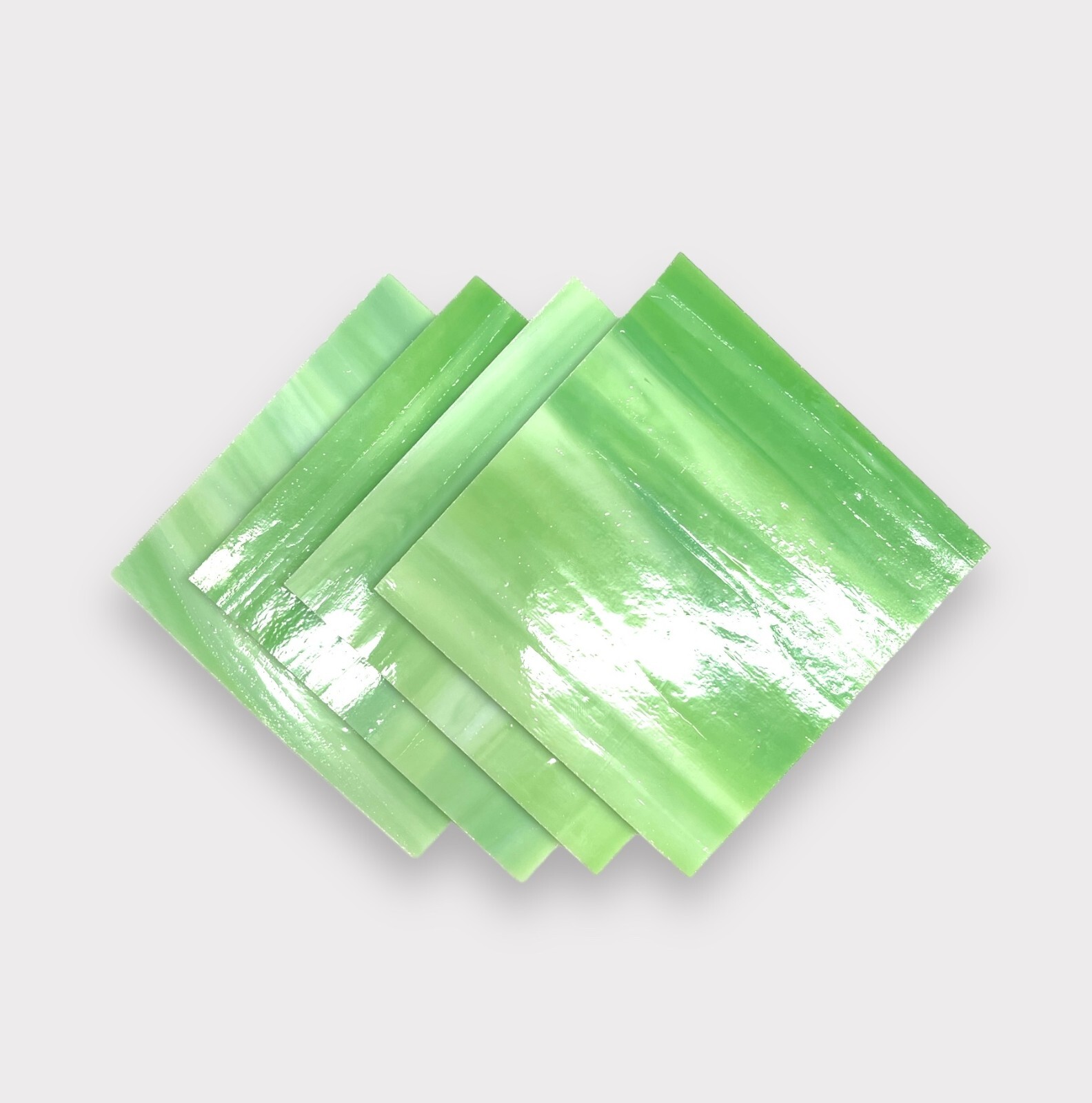 4 Pack Olive Green/White Prisma COE 96 Fusible Glass Sheets / Mosaic Squares