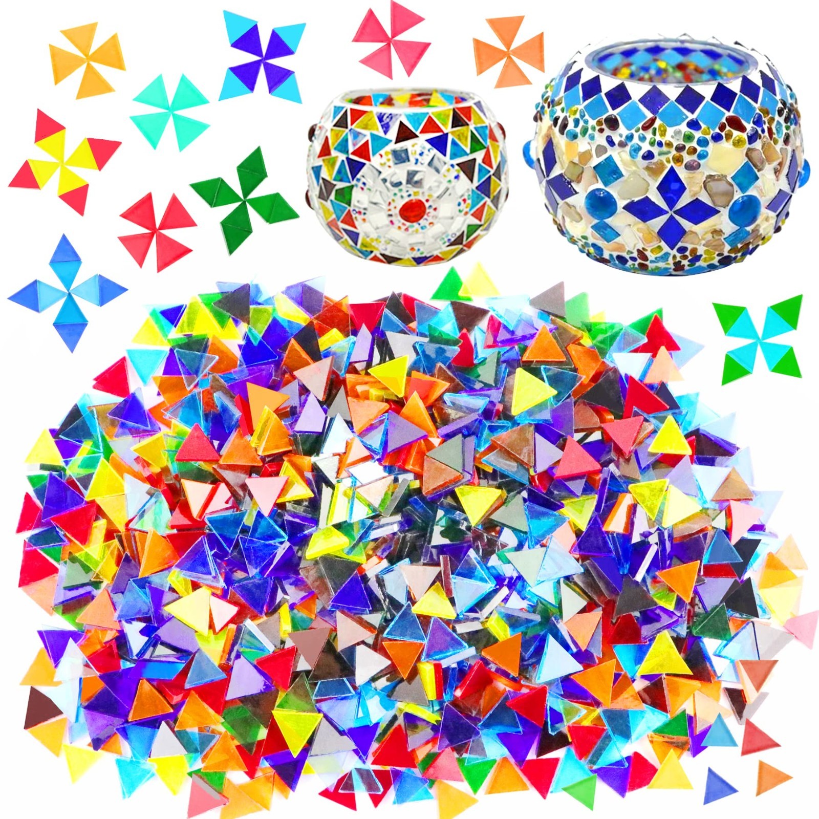 1000 Pcs Glass Mosaic Tiles for Crafts – Stained Art Supplies, DIY Projects, Hom