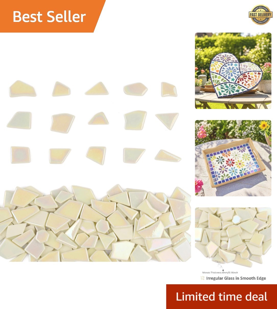 200g Iridescent Mosaic Tiles for Elegant DIY Art & Home Decor Projects