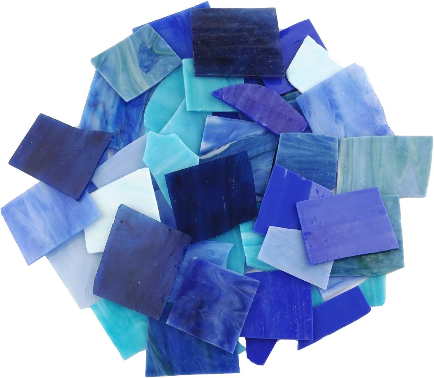 “Lanyani Blue Mixed Stained Glass Scrap Pieces Sheets, Glass Mosaic Tiles for Cr