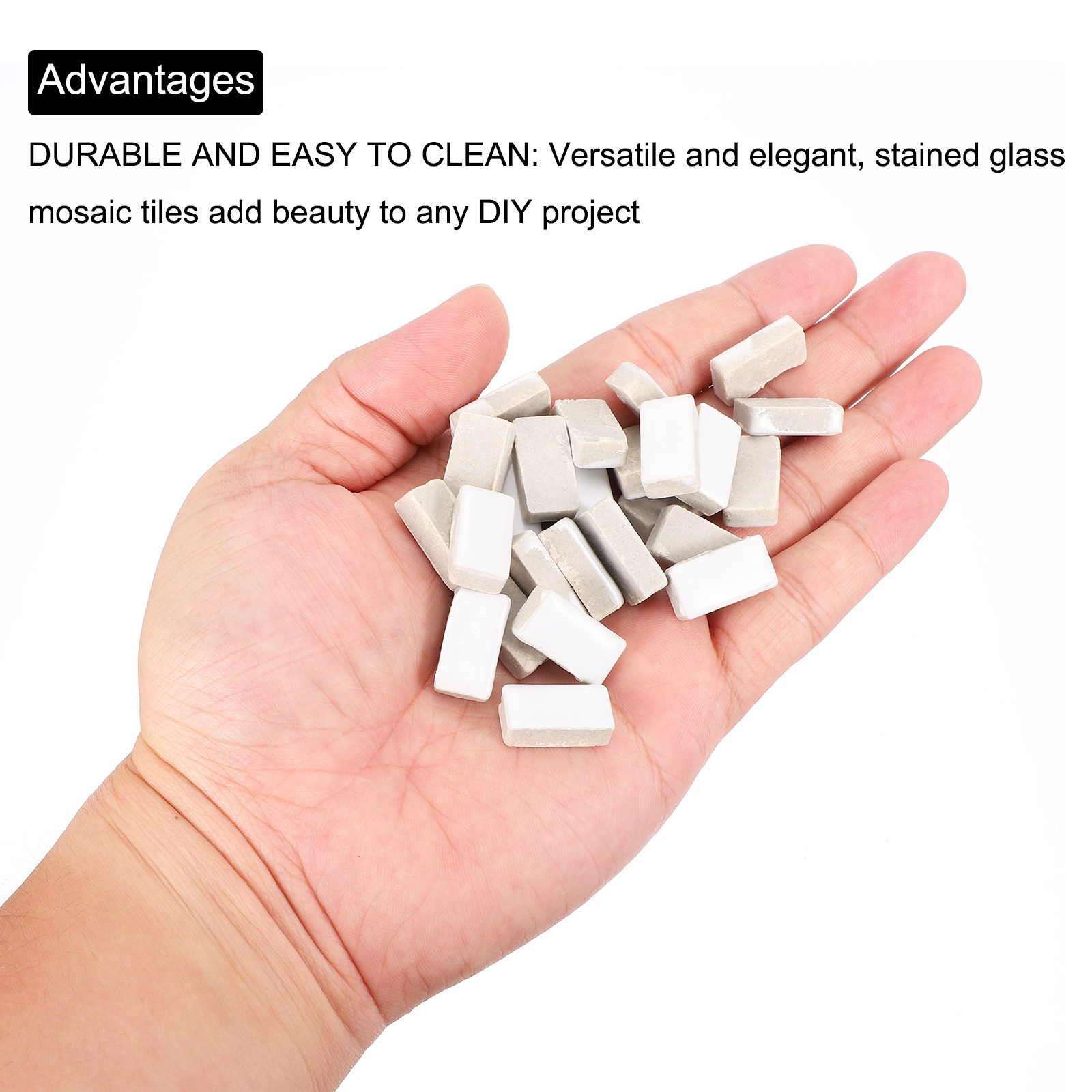 200g Ceramic Mosaic Tiles for Crafts Bulk Rectangle White Ceramic Tiles