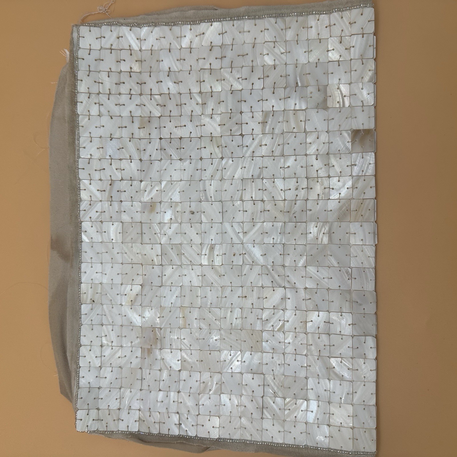 White Iridescent Square Mosaic Tile Sheet on Mesh Backing, Approx 13 x 18 inches