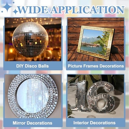 Pcs Mirror Mosaic Tiles 5 x 5 mm Square Glass Self-Adhesive Disco 1920 Purple