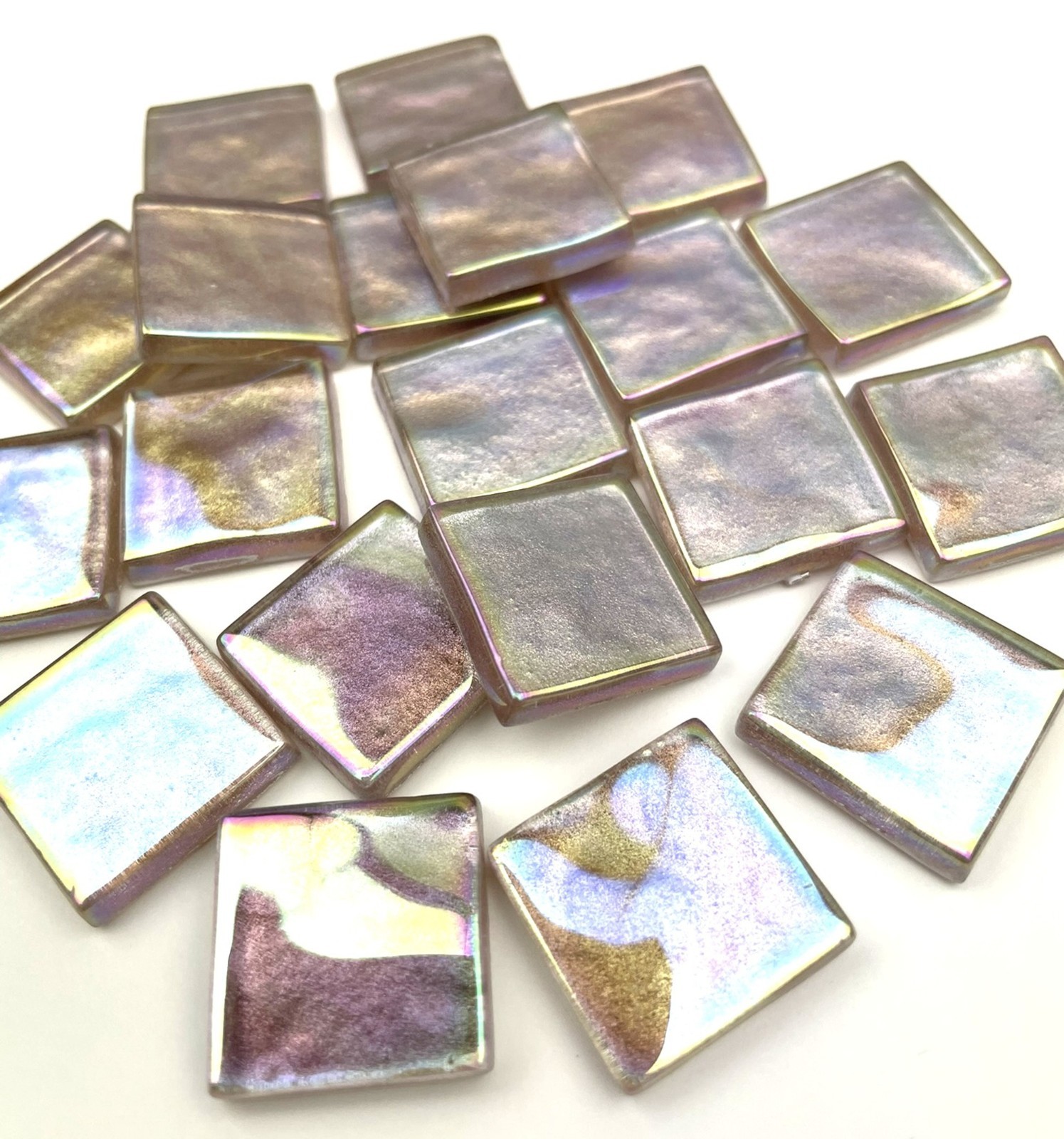 IRIDESCENT GOLDEN BERRY Metallic Glass Mosaic Tile Pieces – 3/4 inch – 20 Tiles
