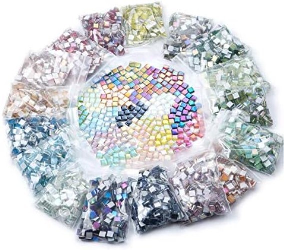 Glass Mosaic Tiles 1x1cm Sky Blue Square 200pcs for DIY Crafts Home Decoration