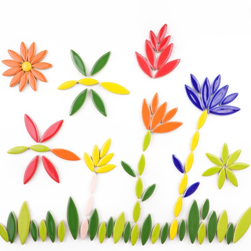 100g Colorful Ceramic Mosaic Tiles Decors Petal Shape Supplies Materials for DIY