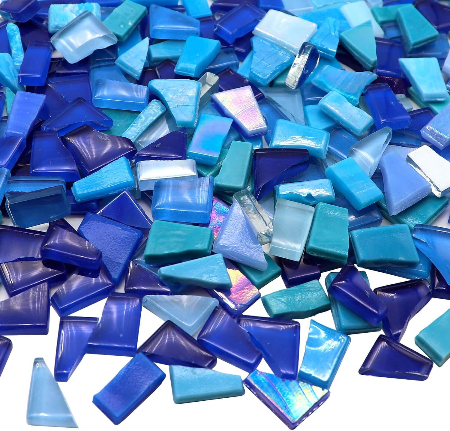 1.1LB Blue Mixed Irregular Glass Scraps Mosaic Tiles for Crafts