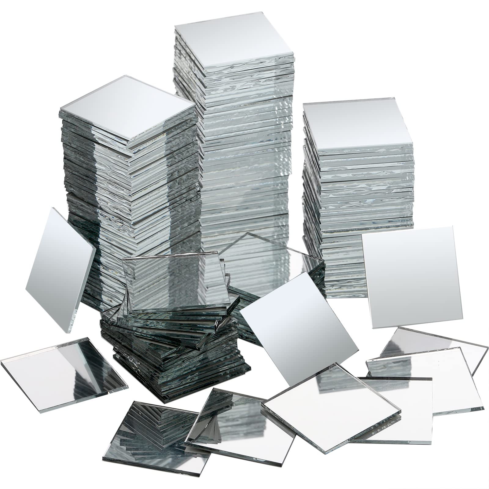 200 pcs 1 Inch Square Glass Mirror Tiles for Crafts DIY Home Wall Decor
