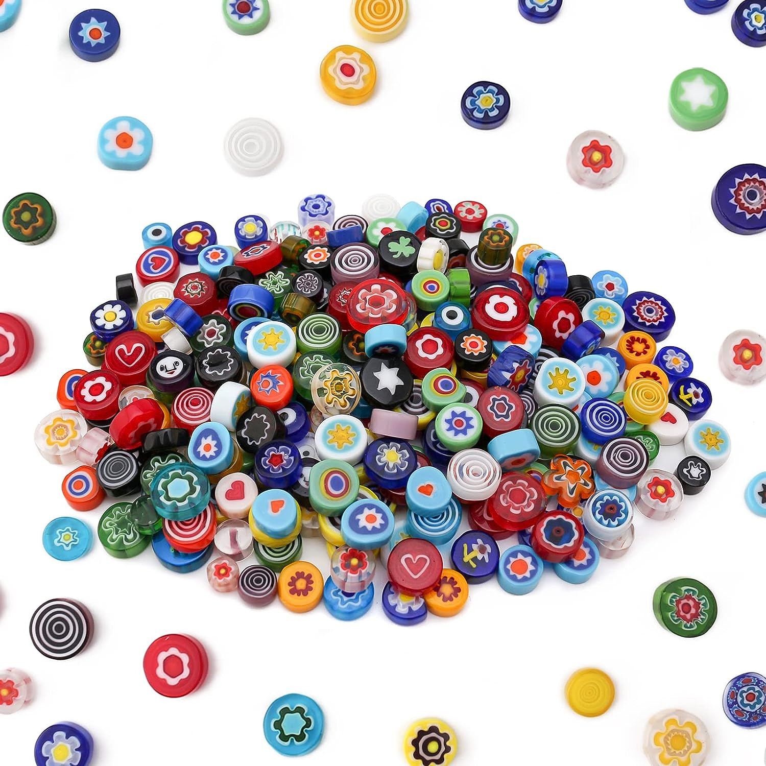 Millefiori Glass Mosaic Tiles for Crafts, Mosaic Glass Pieces,No-Hole Millefiori