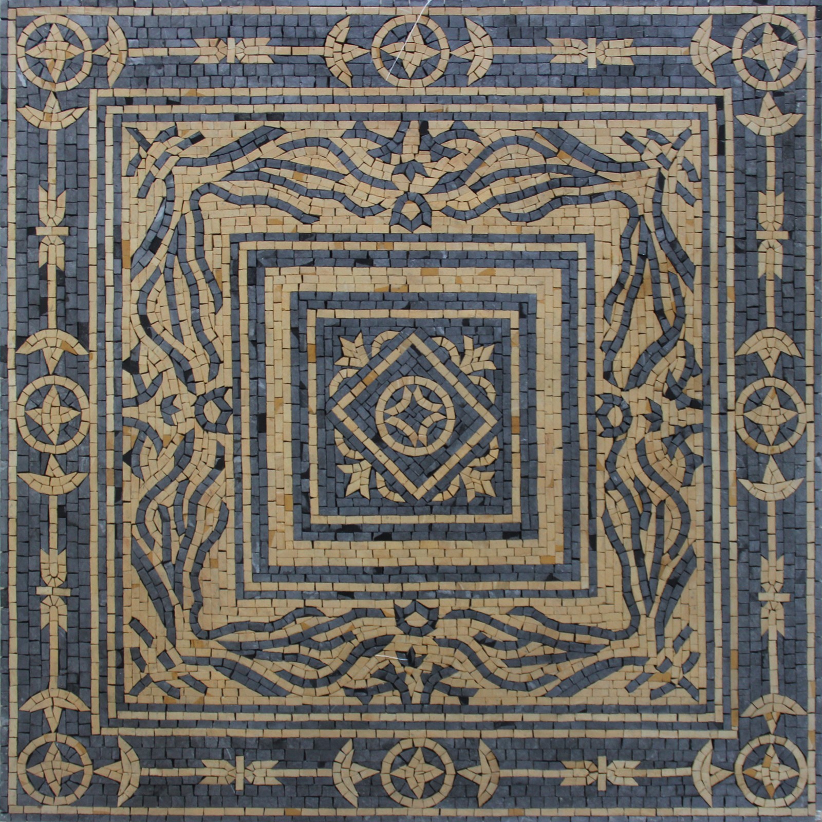 Natural Marble Mosaic Geometric Medallion Floor Inlay Wall Tile Handmade