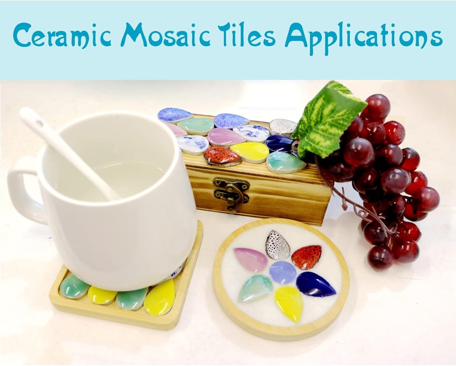 Elegant 60-Piece Art Deco Raindrop Mosaic Tiles for Creative Crafting Projects