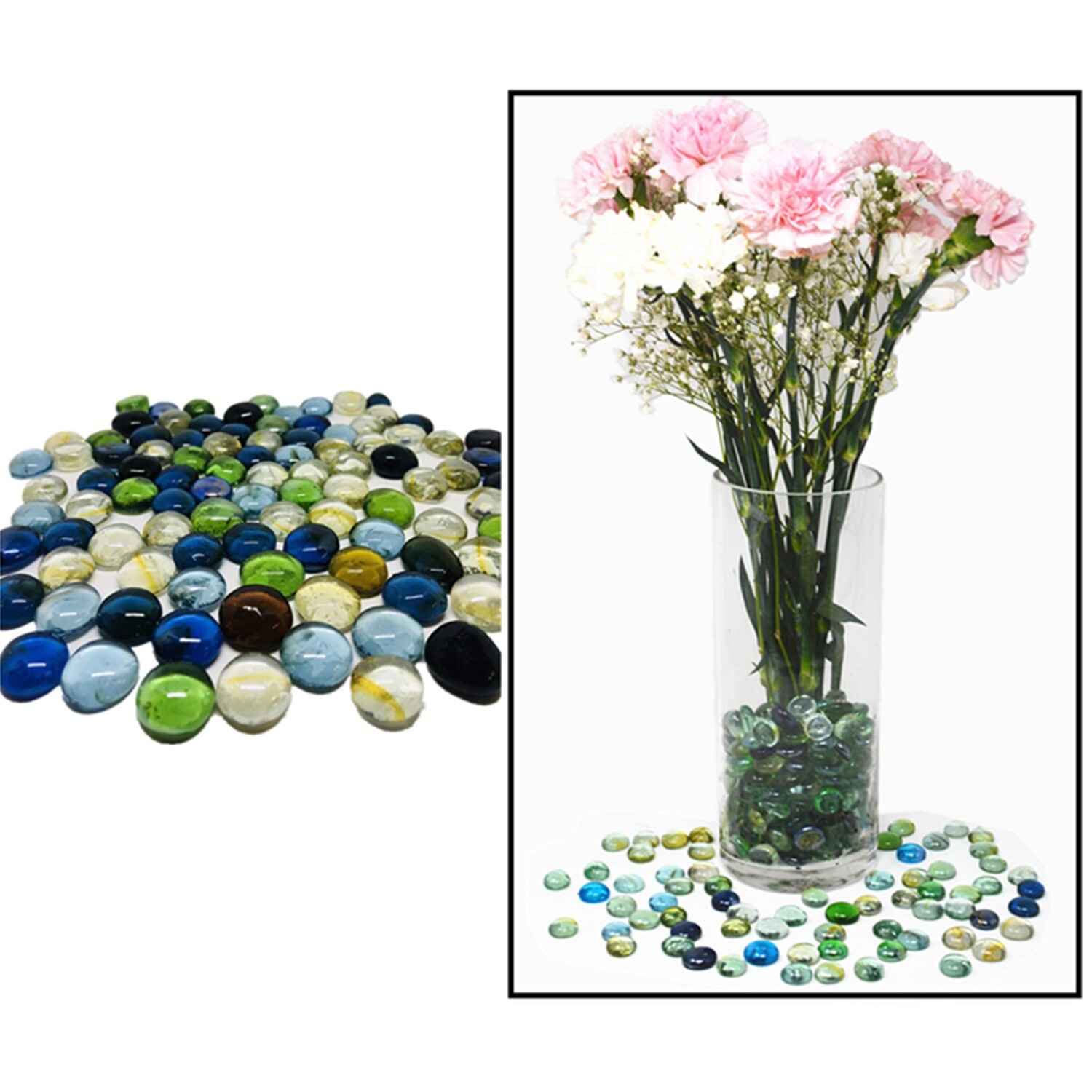 1200 Pcs Mixed Color Large Glass Gems, Pebbles, Mosaic Tiles, Marble Vase Filler