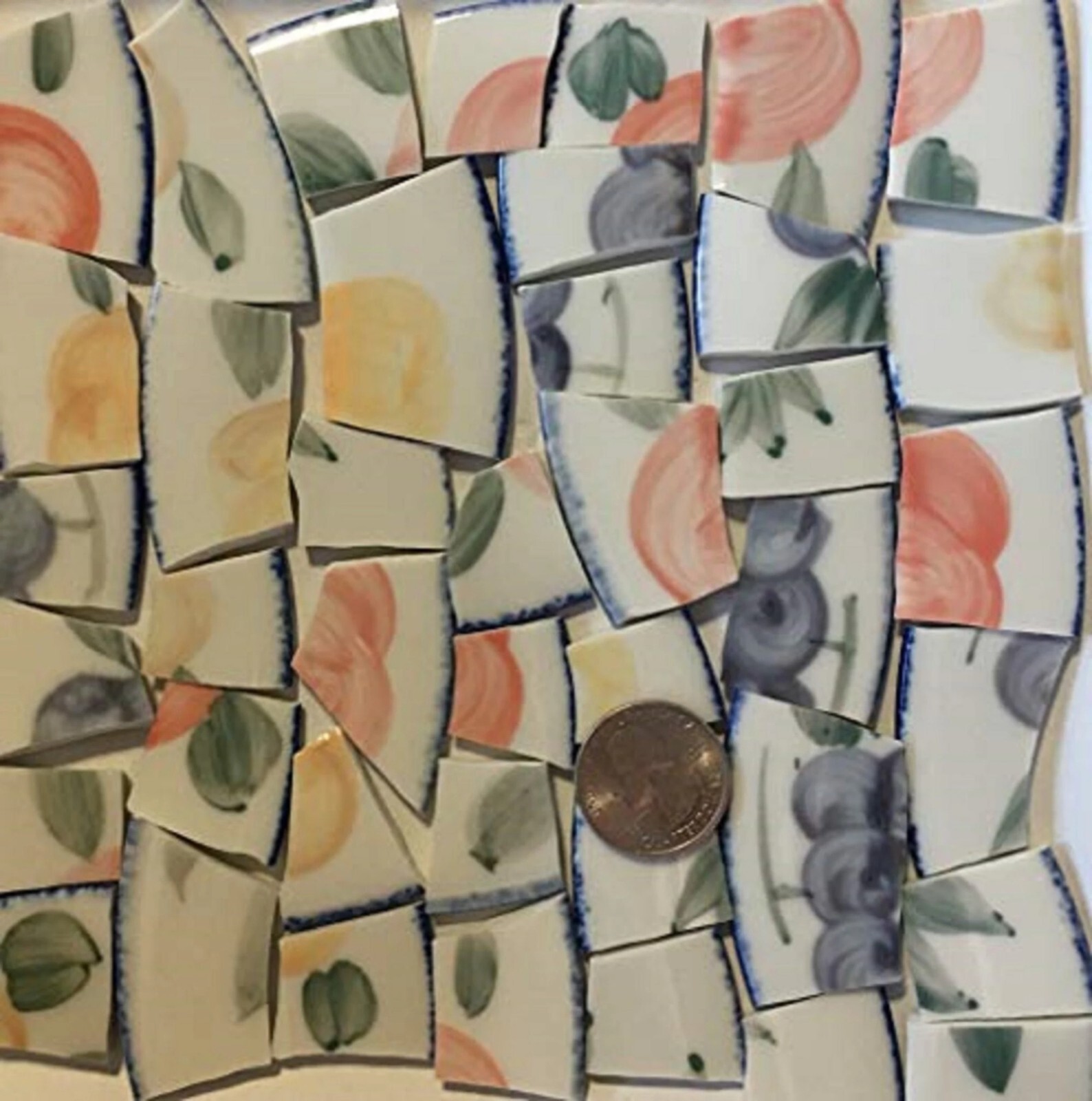Broken China Mosaic Tile Arts and Craft Supplies – Green Leaf Tiles B203