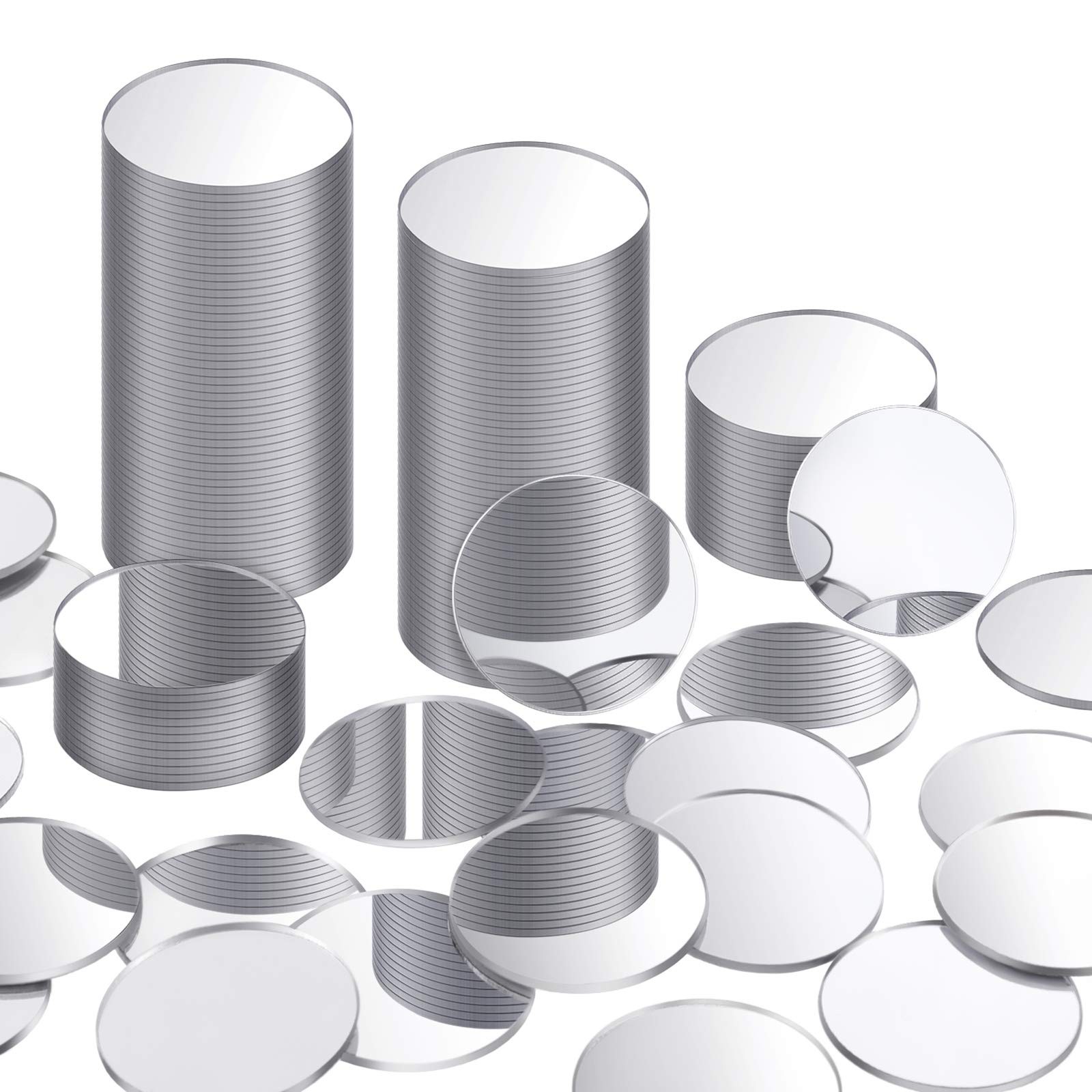 100 PCS Small Round Adhesive Mirrors 1 Inch Craft Tiles DIY Wall Table Decor