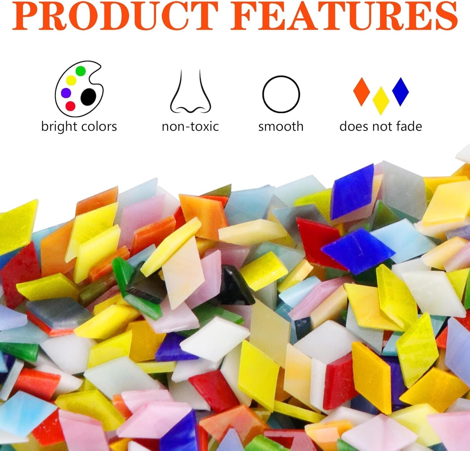 Rhombus Shaped Glass Mosaic Tiles, 1000 Count for Creative Home Crafts