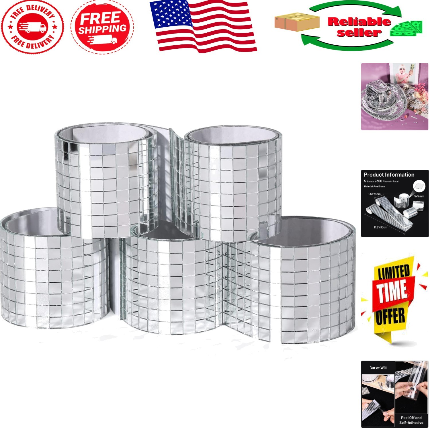 Versatile 2360 Pcs Square Mirror Mosaic Tiles – Perfect for Home & Crafting