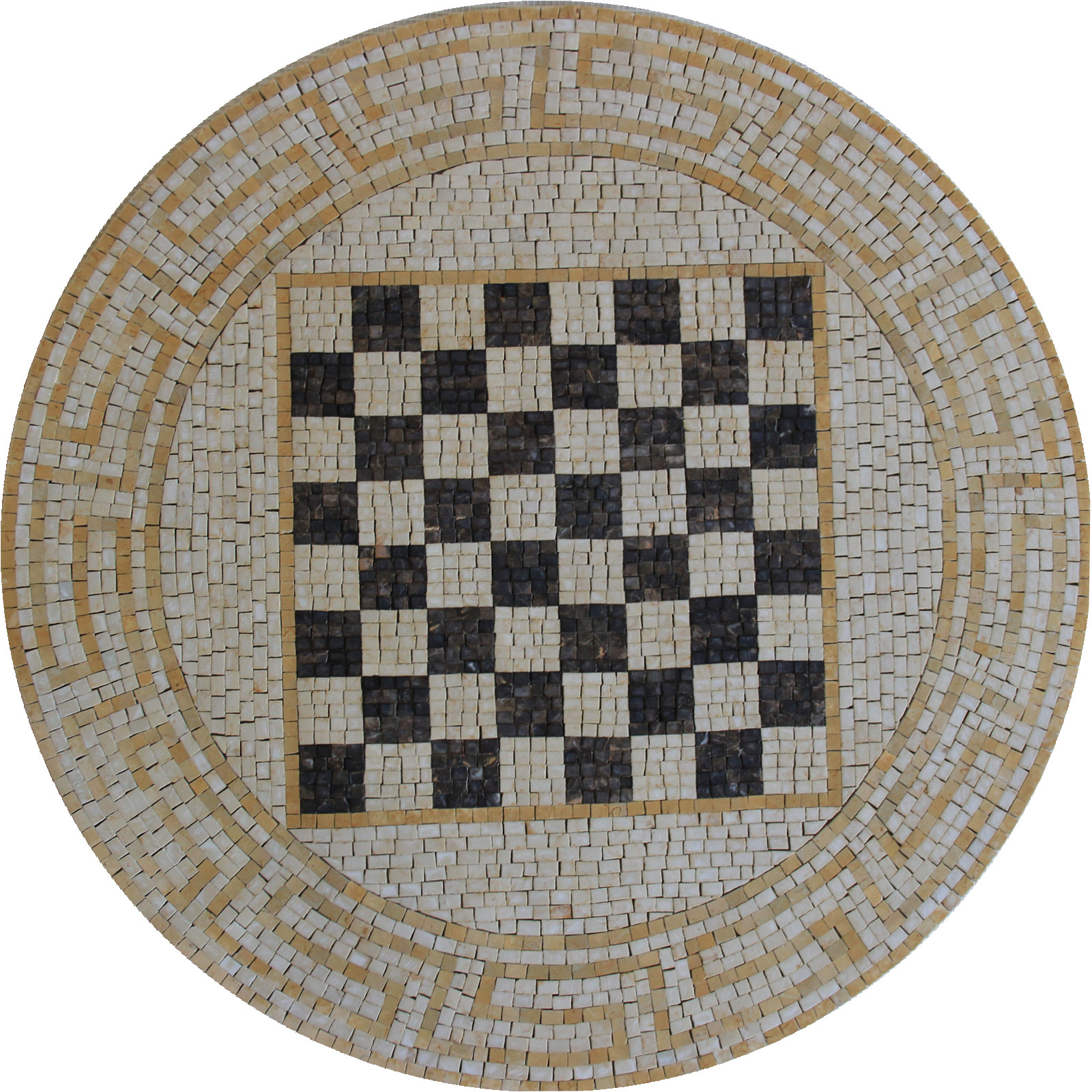 Handmade Round Chess Table Top Art Home Marble Mosaic