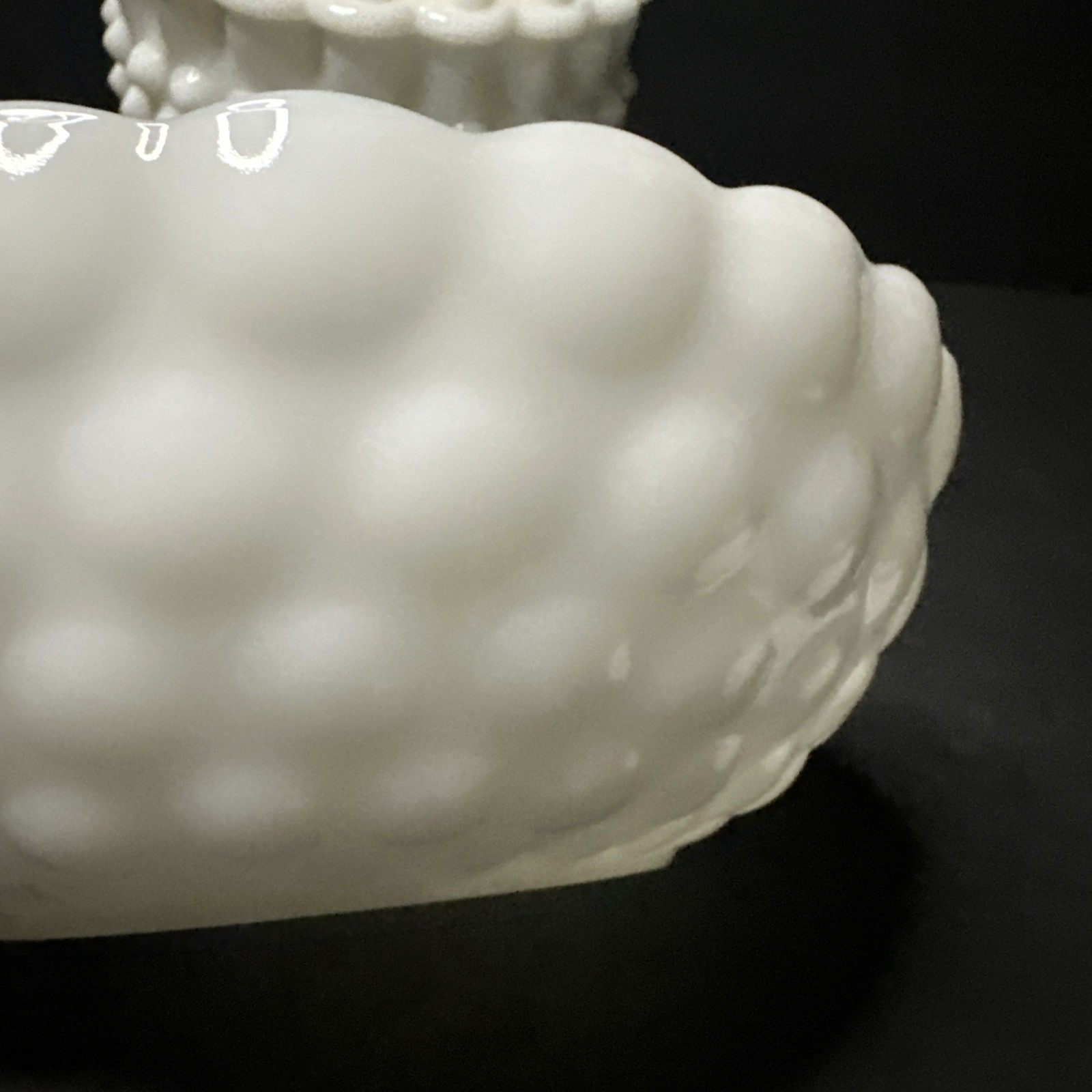 RARE set of 3 opal glass items with a hobnail pattern, manufactured by Fento#R15