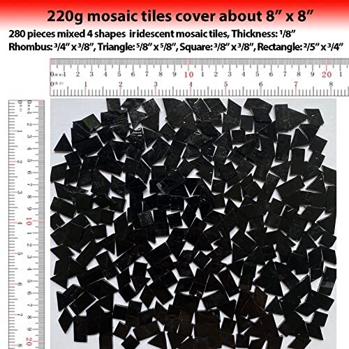 280 Pcs Iridescent Mosaic Tiles for Crafts Projects Stained Glass Sheets