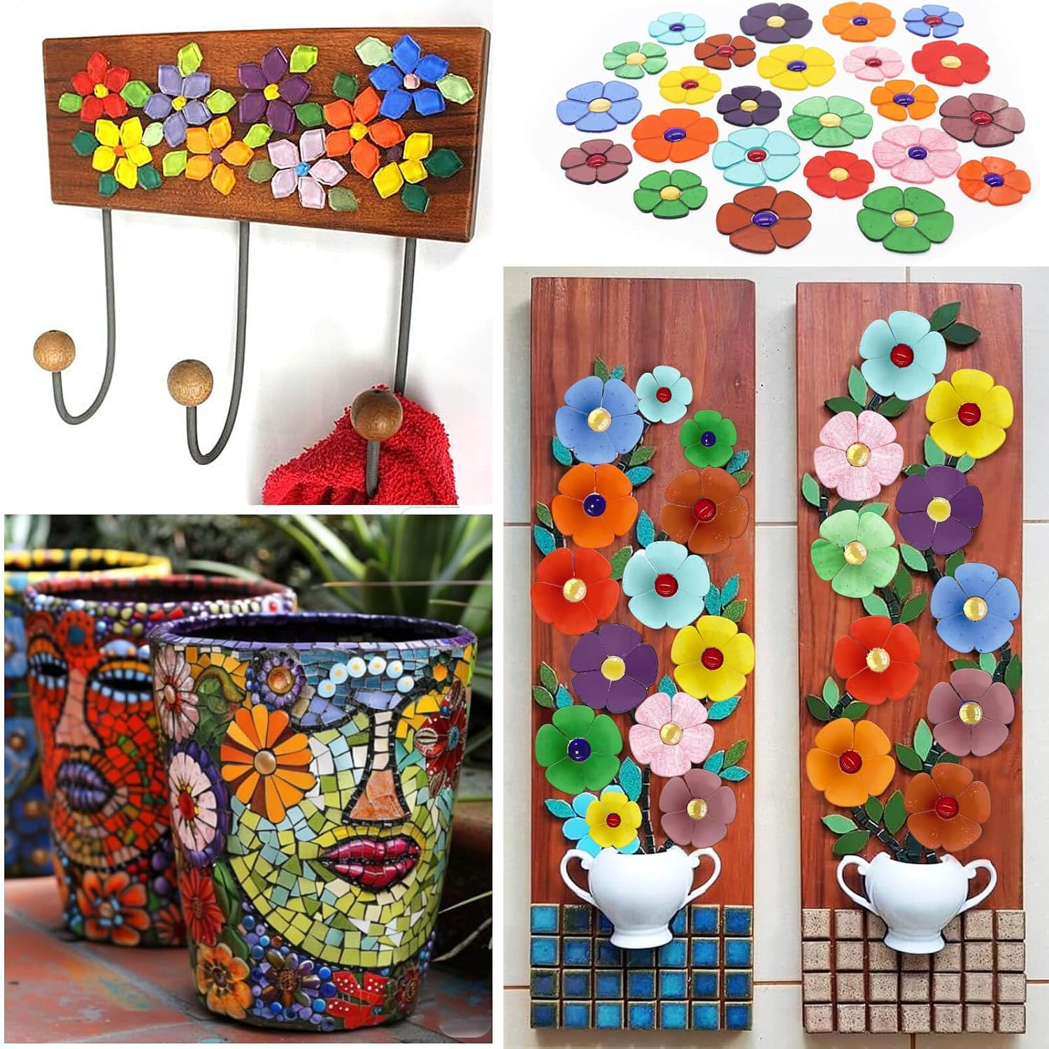 24 Precut Stained Glass Flower Mosaic Tiles, Transparent Mix | 120 Petal Pieces