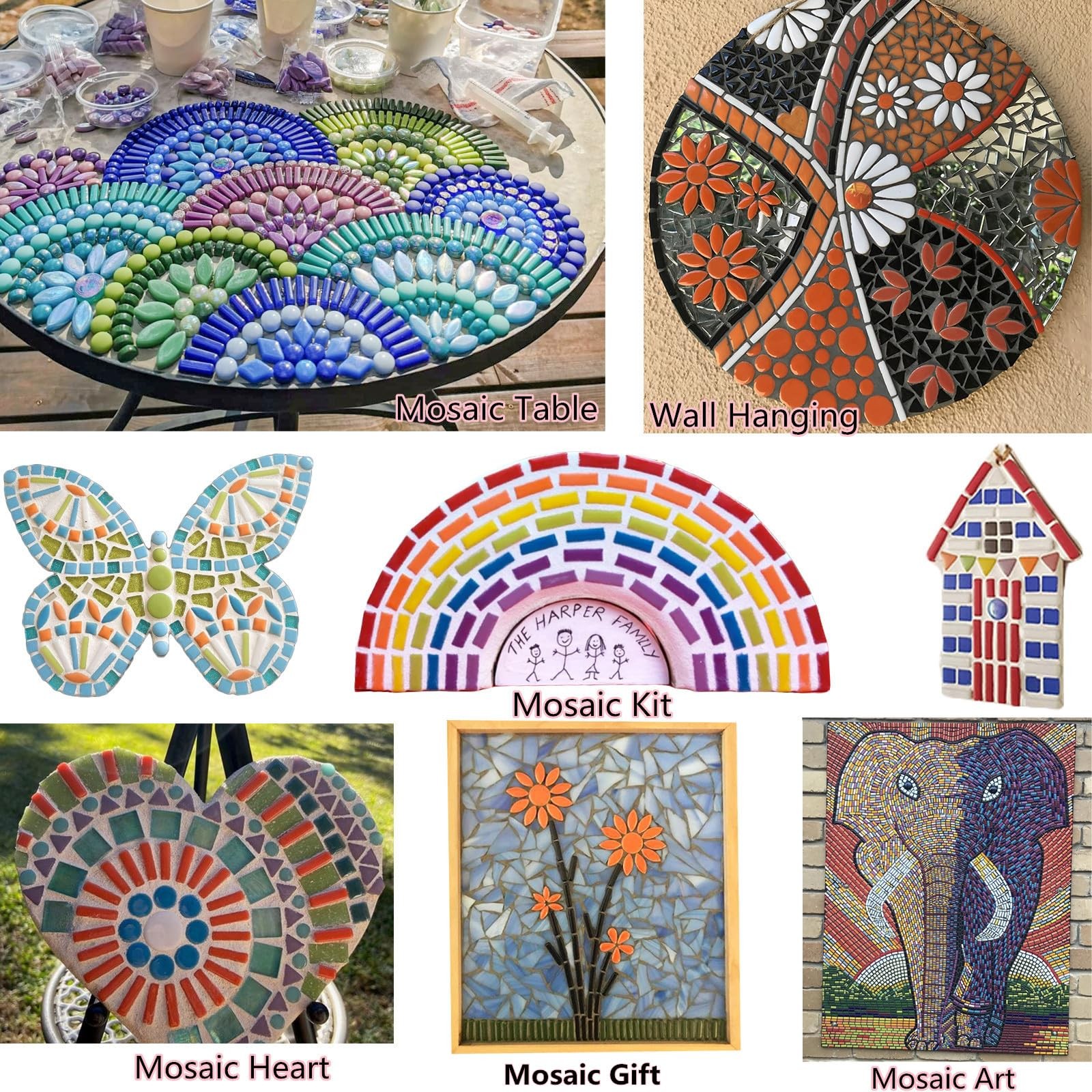 Youway Style Mosaic Tiles for Crafts 1 inch x 0.19 inch, Multi-Green
