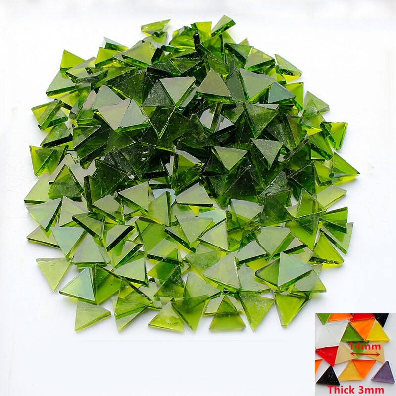 200g Stained Glass Kit Bulk Mosaic Tiles Triangle Shape DIY Craft Flowerpot