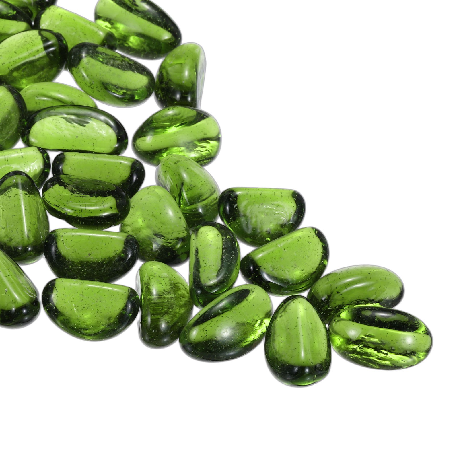 Ceramics Beads, Flat Ceramics Green Iridescent 0.43 to 0.98 Inch Pebbles