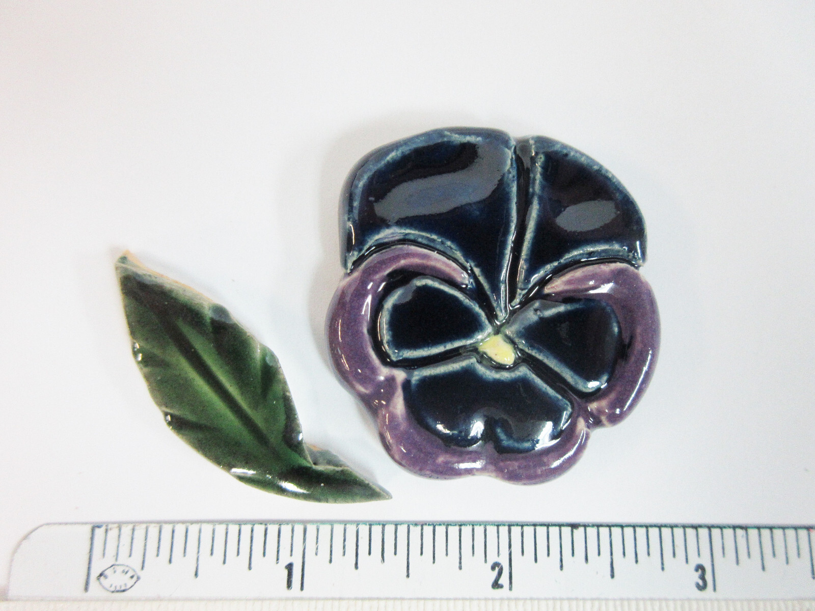 PANSY Mosaic Tiles, Handmade Ceramic Craft Tiles, Navy Blue Purple Tones, 10 pcs