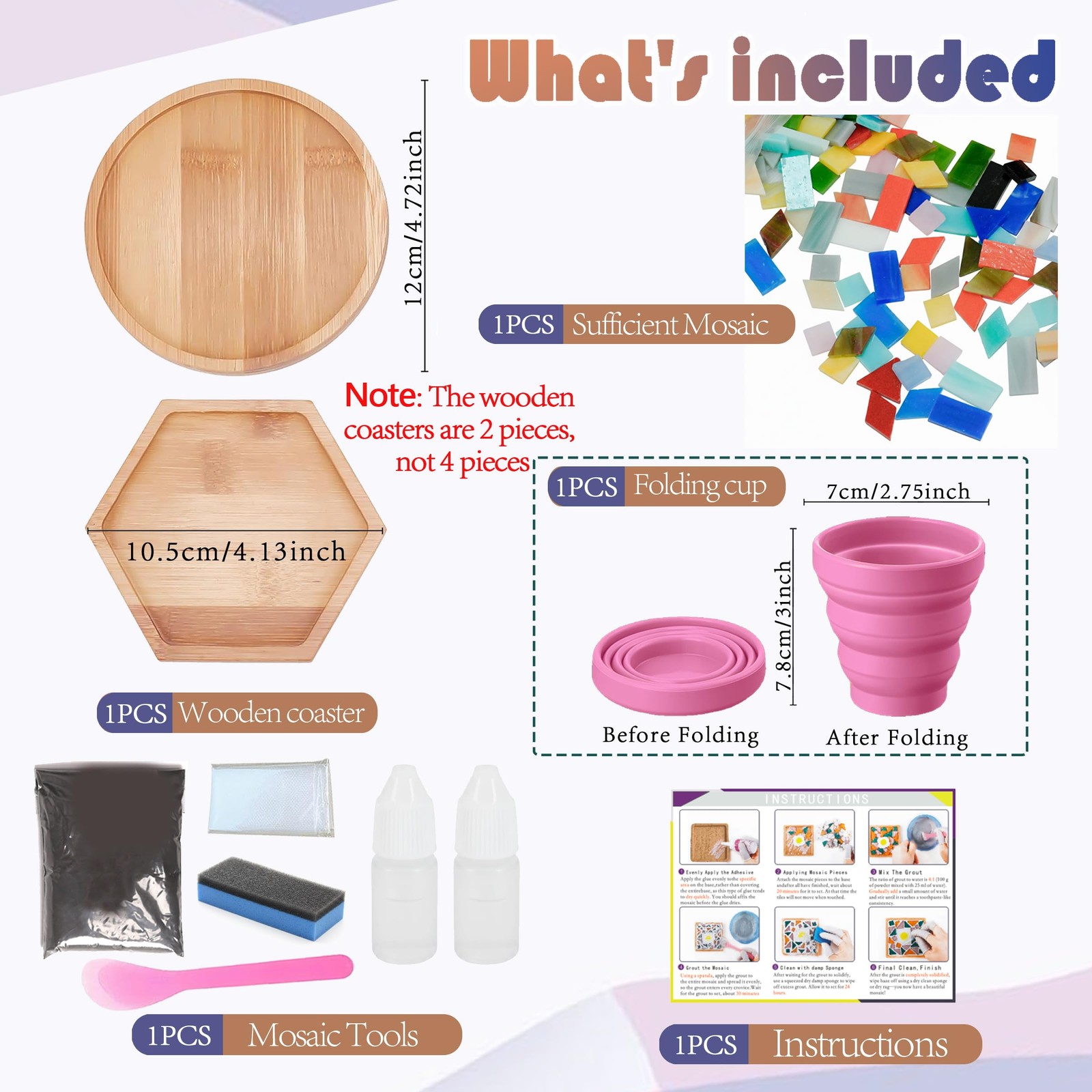 DIY Mosaic Tiles Crafts Kits for Adults, Mixed Stained Glass Mosaic Kit with …