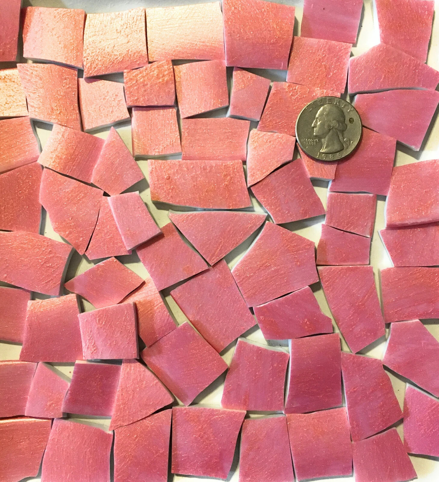 Mosaic Craft Supply HP Hand Painted Broken China Tiles ~ Shimmer Pink HP107