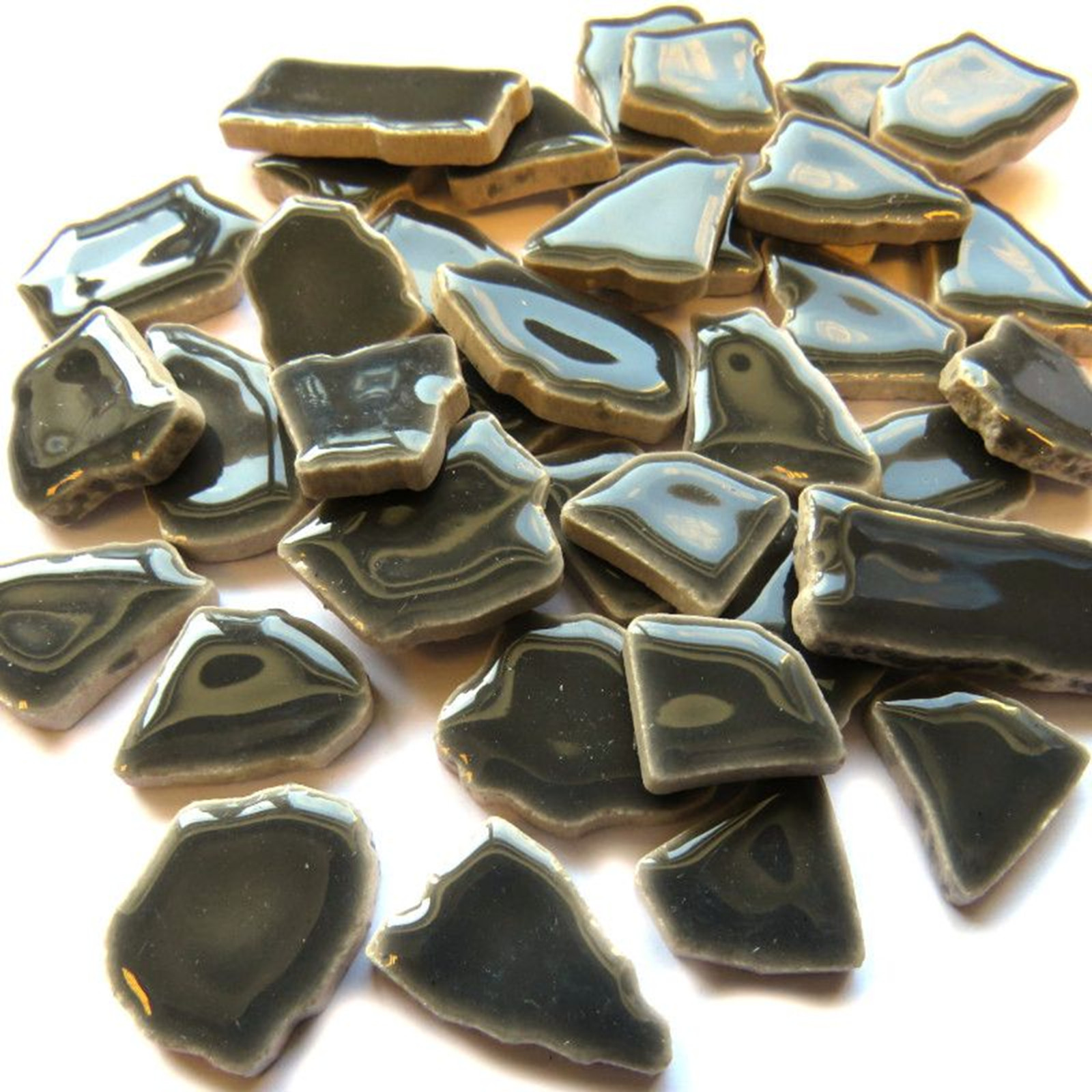 Medium Gray Ceramic Jigsaw Shaped Mosaic Tiles- 50 Tiles – 4-20 mm x 4 mm