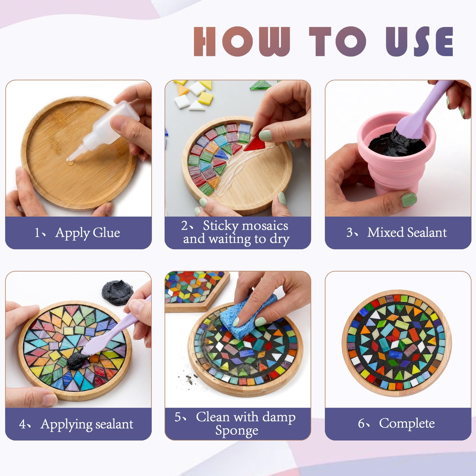 DIY Mosaic Tiles Crafts Kits for Adults, Mixed Stained Glass Mosaic Kit with …