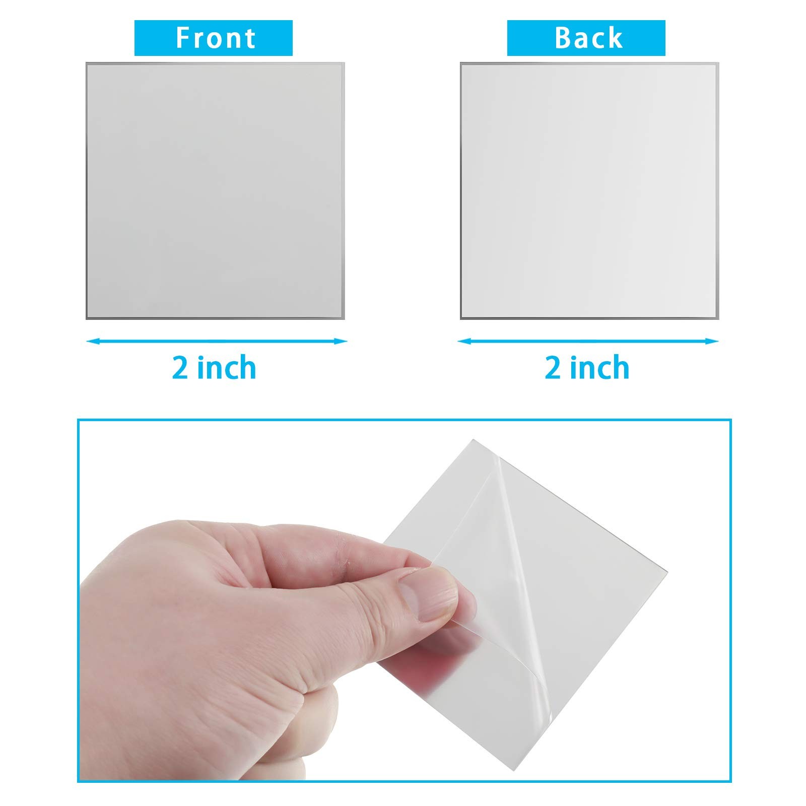 50 PCS Mini Size Square Mirror Adhesive Tiles 2×2 Inch DIY Craft Decor