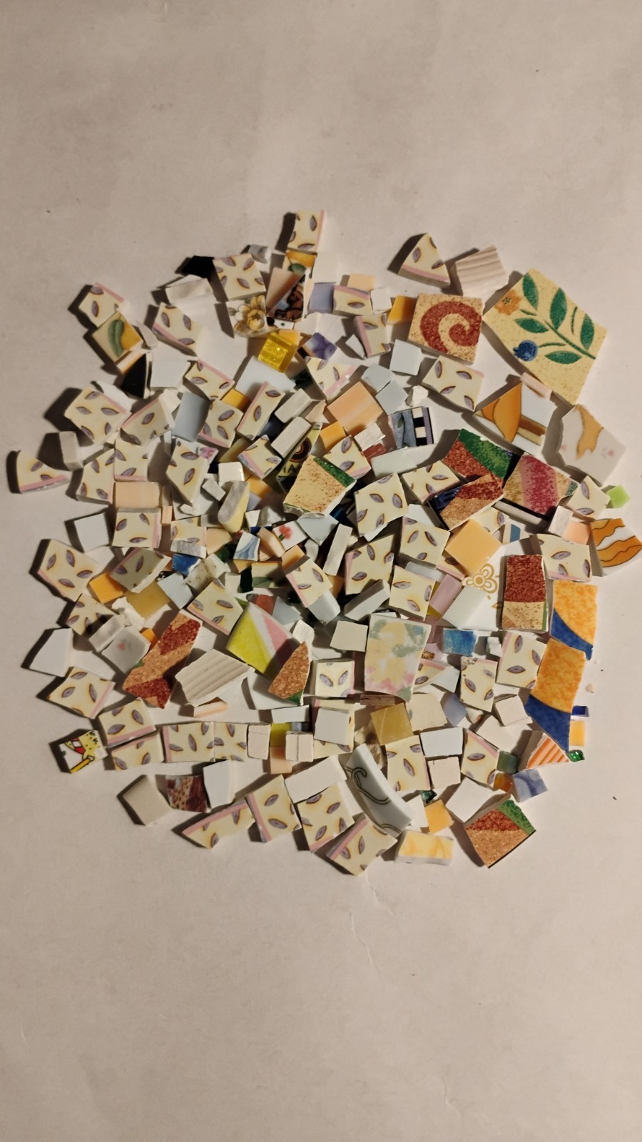 9 Oz Yellow & Blue Leafs Broken China Plate Lot #62 Mosaic Tiles