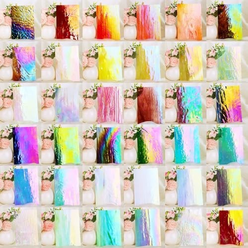 36 Sheets Opaque Stained Glass Variety Pack, 4×6 Inch Mosaic Tiles for Crafts