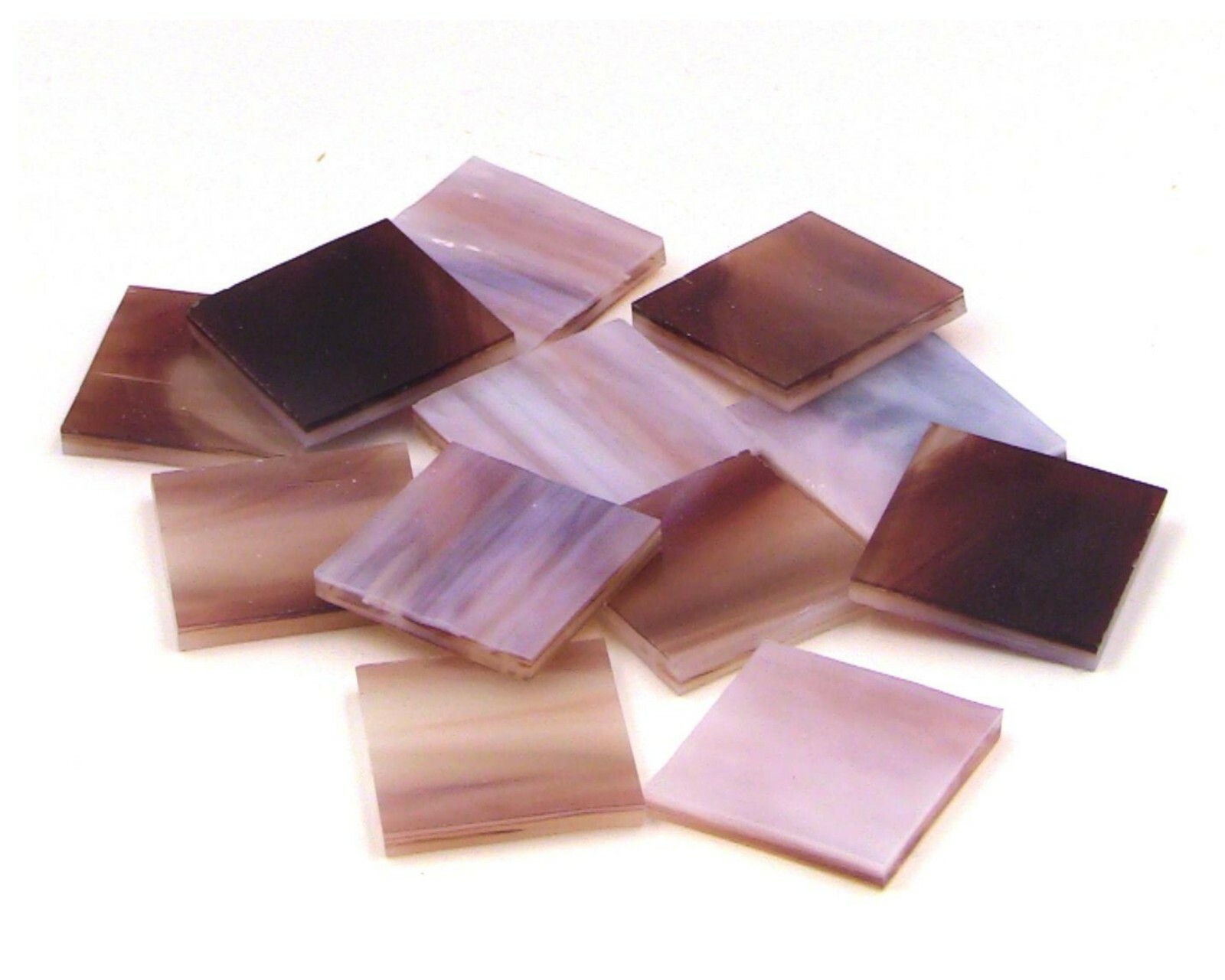 125 Sierra Red Pearl Opal 1″ Square Hand Cut Stained Glass Mosaic Tiles