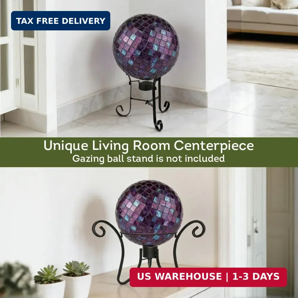 Lily’s Home Colorful Mosaic Glass Gazing Ball, Designed with a Stunning Holograp