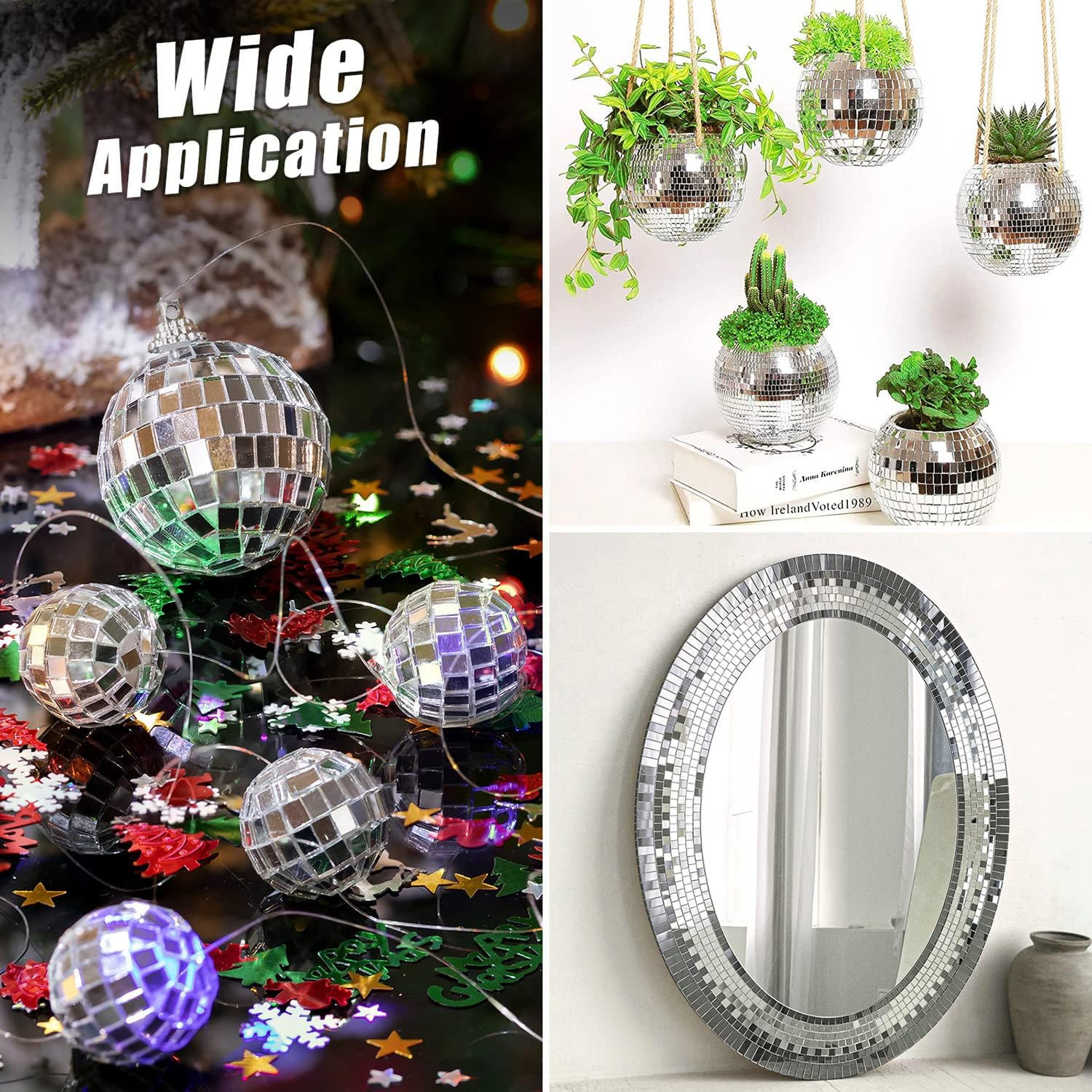 5400pcs 5x5mm Self-Adhesive Square Mirror Mosaic Tiles, 4D Disco Ball Stickers f