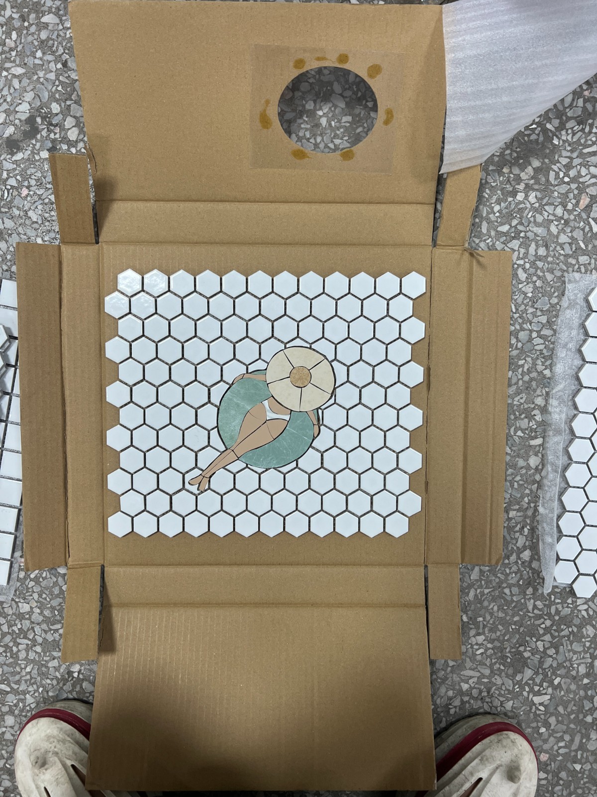 Handmade Custom Swimmers Mosaic Tile Floor – Hand-Cut Poolside & Bathroom Mosaic