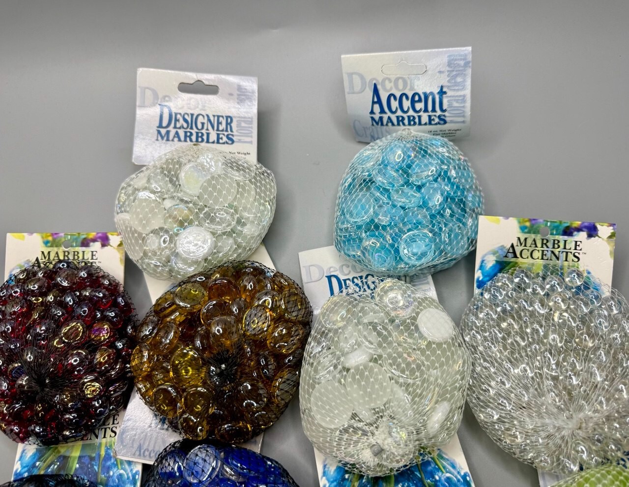 ⭕️ 11LB – 14 BAGS GLASS ACCENT MARBLES 12 OZ EACH MIXED COLORS FOR CRAFTS DECOR