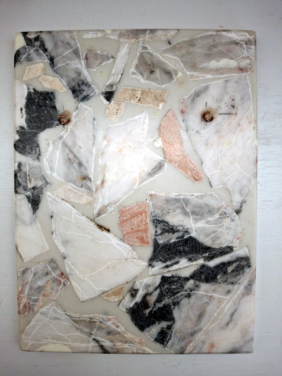 Marble Mosaic 2 Parrots Gossiping 5-11/16″ x 1/2″ x 7-11/16″