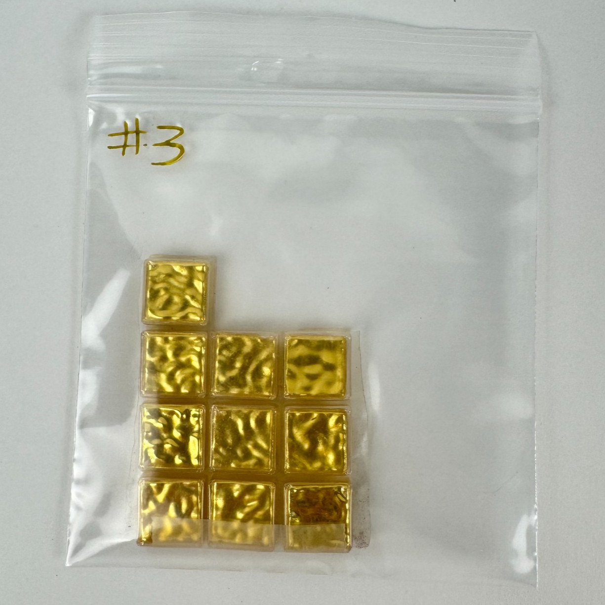 24kt Gold Mosaic Glass WAVY 10mm (3/8 Inch) 10 pieces NEW