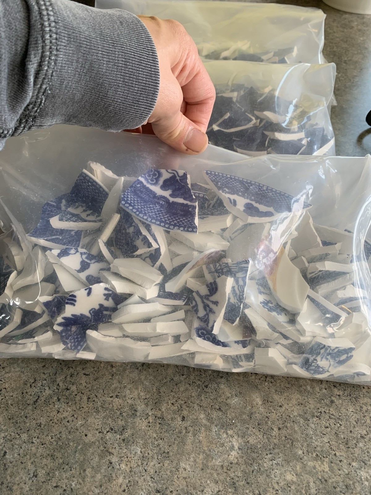11lbs! Of Mosaic Tiles For Crafts Ect Dark Blue Light Blue And Pattern Blue
