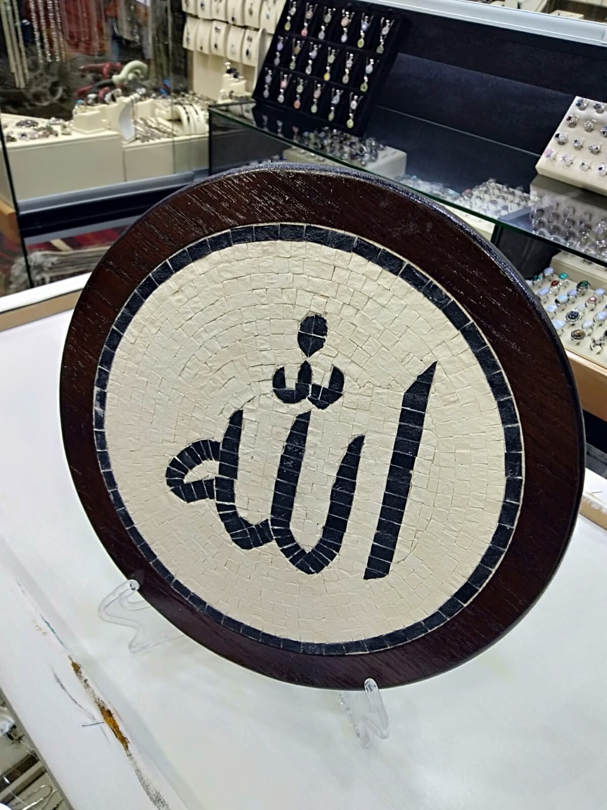Divine Mosaic Stones and Olive Tree Wood Artwork – Unique Handcrafted Piece