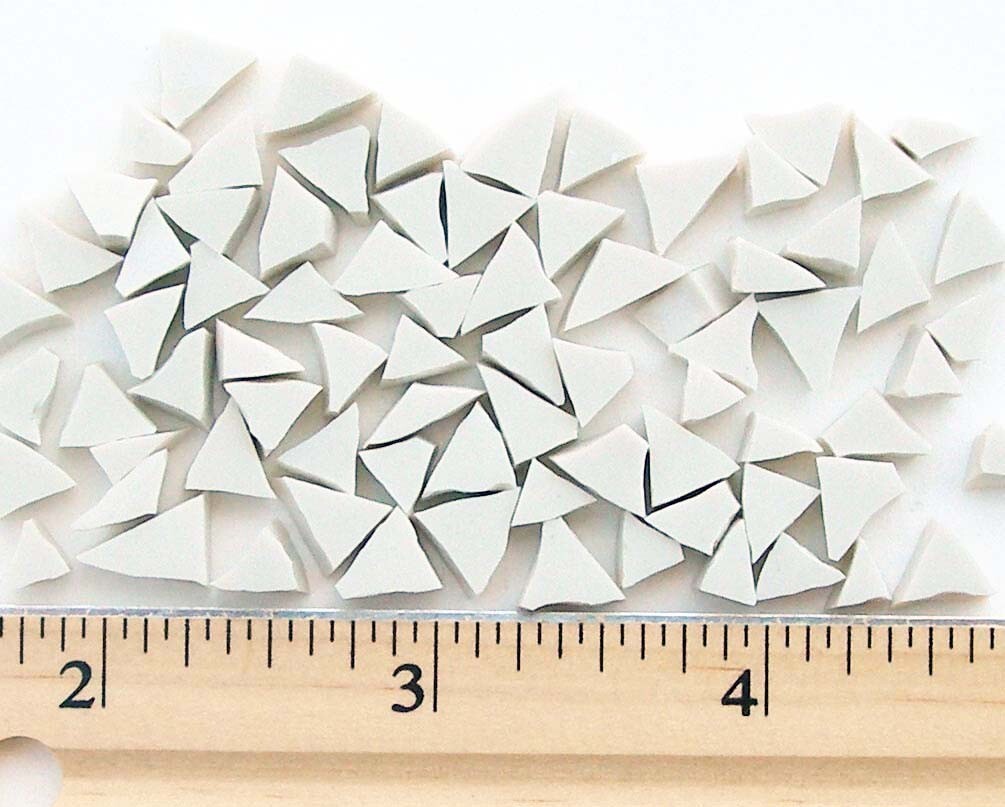 100 Pieces of Small White Triangle Broken China Mosaic Tiles. Small 1/4″ Tiles