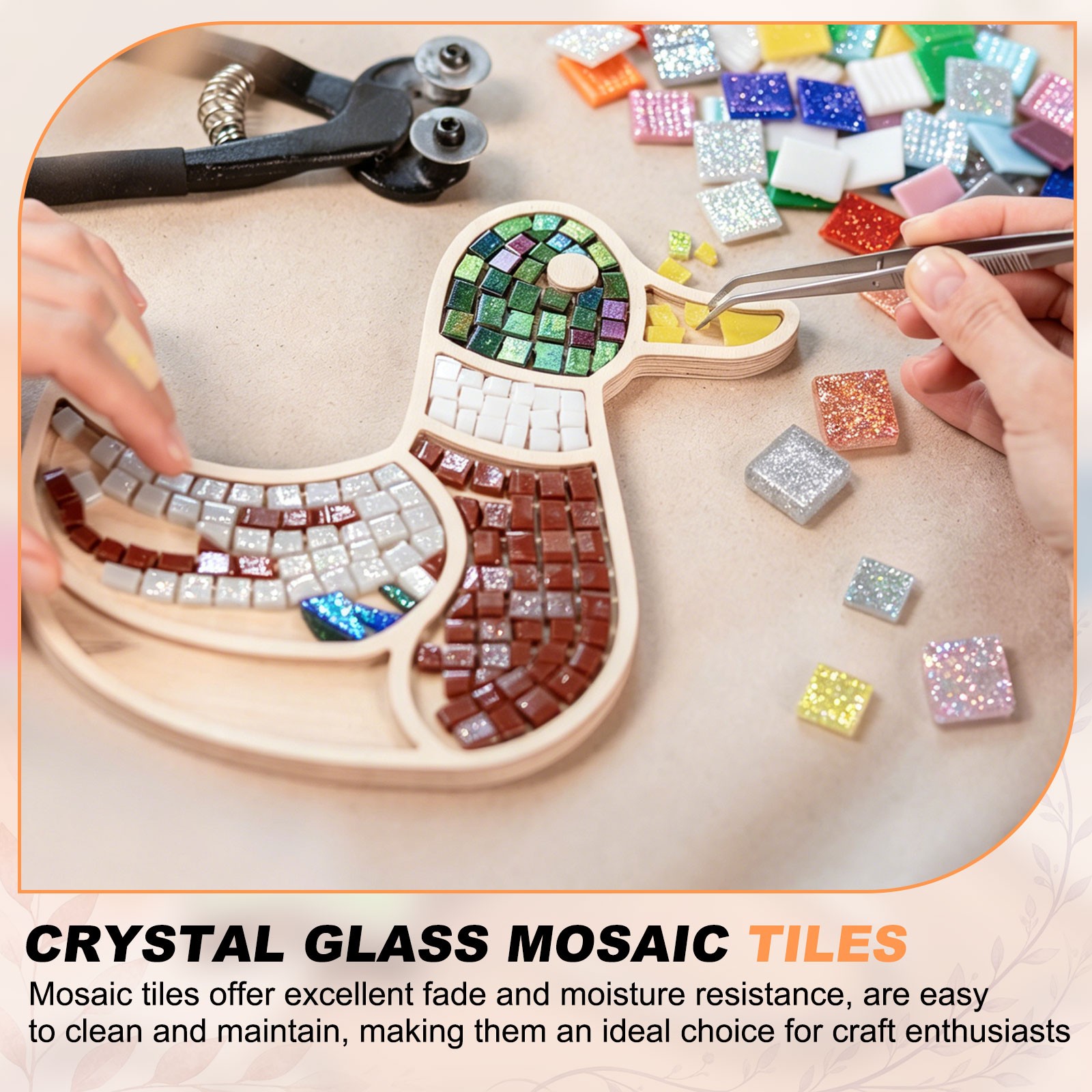 110Pcs 1x1cm Glitter Square Mosaic Tiles Glass, Coffee